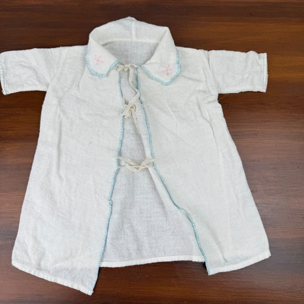 Vintage Handmade Baby Clothes Lot Pink Lace Dress Bloomers White Gown Robe‎ 4pc